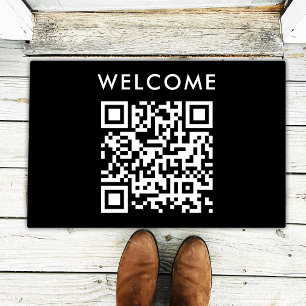 QR-Code Begrüßung Black Minimalistisch Simple Sc Fußmatte