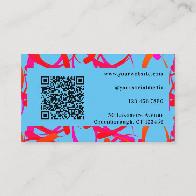 QR-Code Benutzerdefiniert Einzigfarbige Abstrakte Visitenkarte (Rückseite)