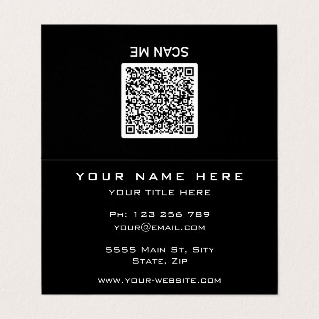 QR-Code Benutzerdefinierte Farben und Schriftart-V Visitenkarten (Außenseite Aufgefaltet)