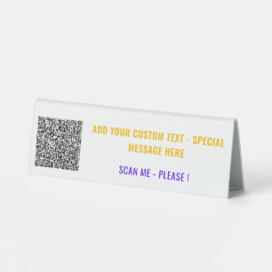 QR-Code Benutzerdefinierte Text-Tabelle Zelt-Signi Tischaufsteller