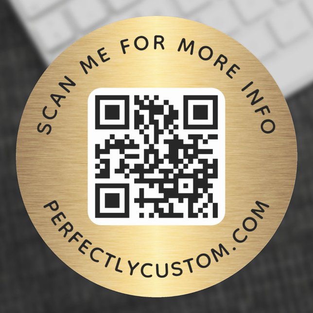 QR-Code, benutzerdefinierter Text, goldener Farbve Runder Aufkleber (Von Creator hochgeladen)