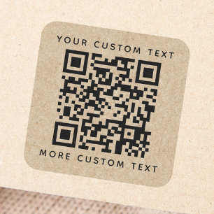 QR-Code benutzerdefinierter Text oben in der Unter Quadratischer Aufkleber