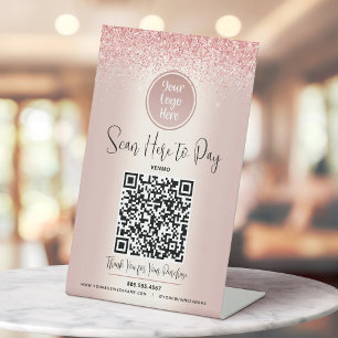 QR-Code Benutzerdefiniertes Logo Zahlen Sie hier R Sockelschild