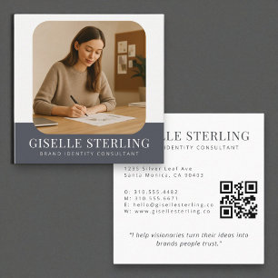 QR-Code Beruflich Modernes Name Business Foto Quadratische Visitenkarte