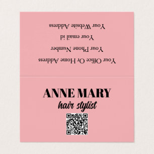 QR-Code Beruflich rosa Schwarze Friseurin Moderne Visitenkarten