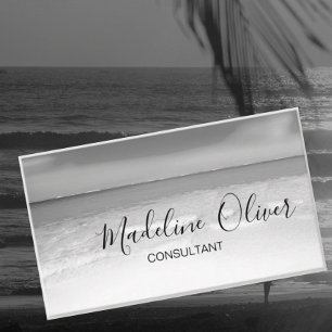 QR-Code Beruflicher Bus Schwarz-Weiß-Ozean Visitenkarte