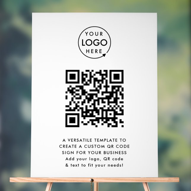 QR-Code | Berufliches, einfaches, weißes Firmenlog Acrylschild (Neutral)