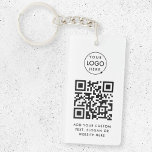 QR-Code | Berufliches, einfaches, weißes Firmenlog Schlüsselanhänger<br><div class="desc">Eine einfache,  kundenspezifische QR Code Schlüsselanhänger Vorlage in einem modernen minimalistischen Stil,  die leicht mit Ihrem Firmenlogo,  QR-Code und individuellem Text aktualisiert werden kann...  #QRcode #logo #Schlüsselanhänger #business.</div>