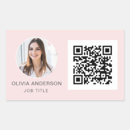 QR-Code Berufliches Foto Rosa Rechteckiger Aufkleber