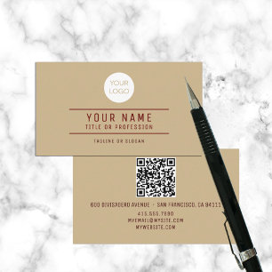 QR-Code Berufliches Logo mit hellbraunen Namen Telefonnummerkarte