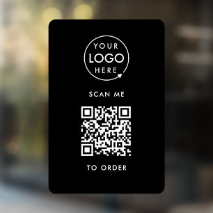 QR-Code Bestellung aufgeben Schwarzes Firmenlogo Fensteraufkleber