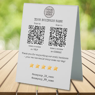 QR-Code Bewertung von Kleinunternehmen GOOGLE und Tischaufsteller