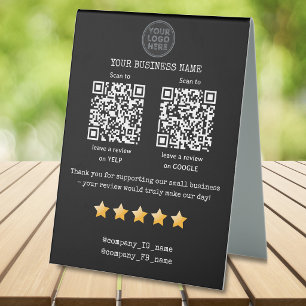 QR-Code Bewertung von Kleinunternehmen GOOGLE und Tischaufsteller