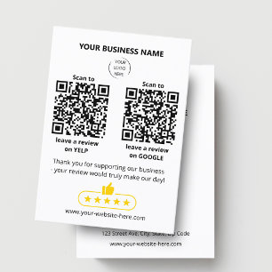 QR-Code Bewertung von Kleinunternehmen GOOGLE und  Visitenkarte