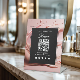 Qr Code Bewertungen Pink Blush Salon Sockelschild
