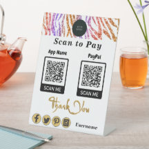 QR-Code Bezahlung Orange Glitzer Zebra Streifen