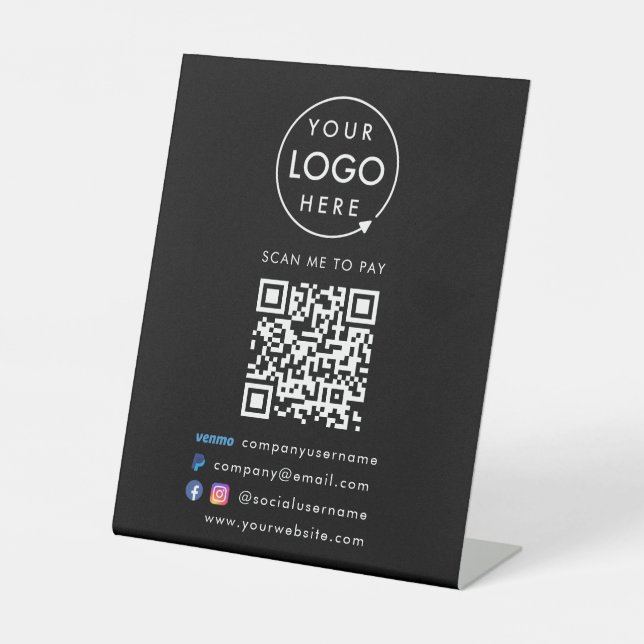 QR Code Bezahlung | Venmo Paypal Payment Business  Sockelschild (Vorderseite)