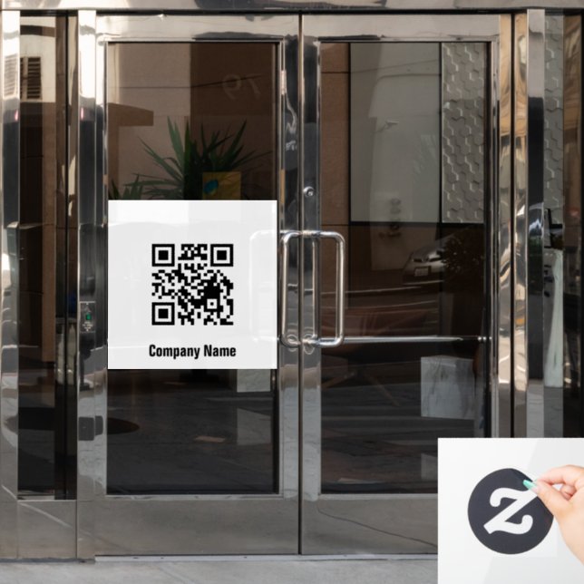 QR Code Black and White Business Template  Fensteraufkleber (Büro Tür)