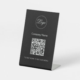 QR Code Black Café Menü Logo Moderne Schwarz Sockelschild