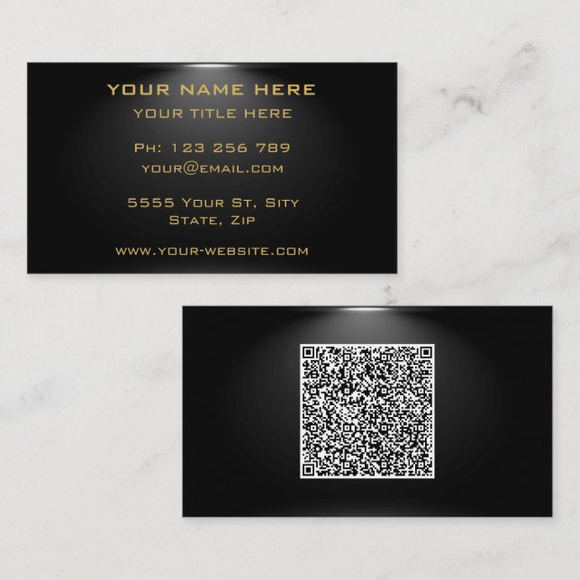 QR-Code Black Gold Business Card - Unter Hintergru Visitenkarte (Vorne/Hinten)