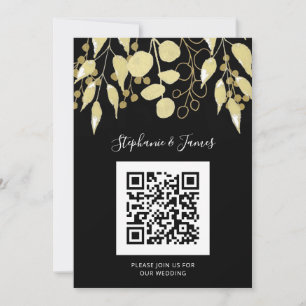 QR Code Black Gold Foliing Faire-part de mariage