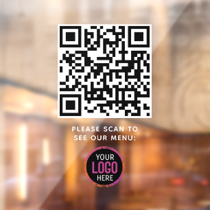 QR Code Black Menu Logo Unberührbare Moderne Café Fensteraufkleber