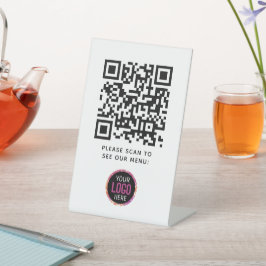 QR Code Black Menu Logo Unberührbare Moderne Cafe Sockelschild