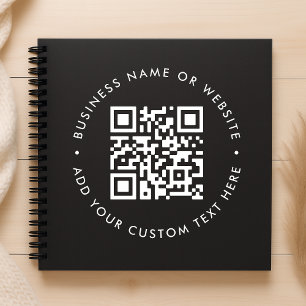 QR-Code Black Modern Minimal Stilvolles Business Notizbuch