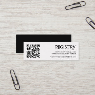 QR Code Black Modern Royal Chic Registrierung Mini Visitenkarte
