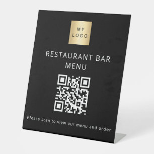 QR Code Black Restaurant Café Bar Scan Menü Sockelschild