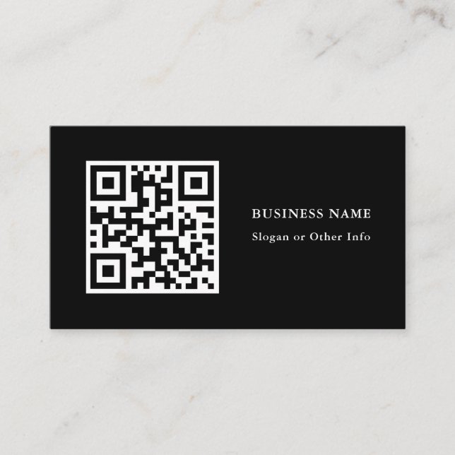 QR Code Black Simple Business Card Visitenkarte (Vorderseite)