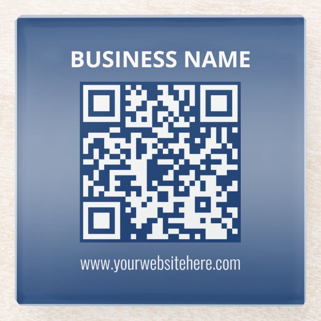 QR-Code | Blau (oder eine beliebige Farbe) strahle Glasuntersetzer (Vorderseite)