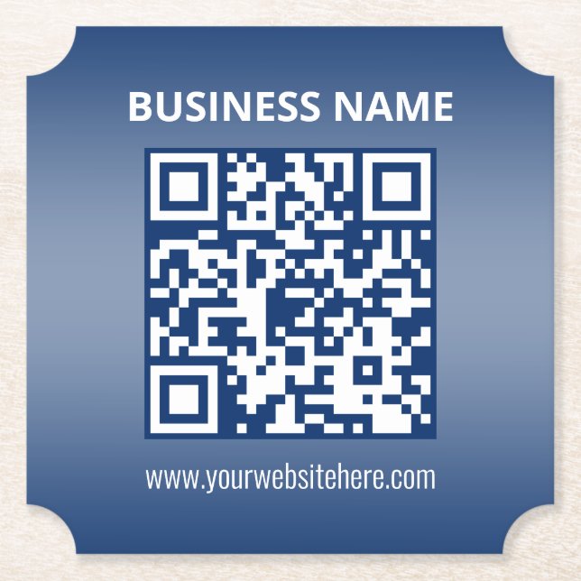 QR-Code | Blau (oder eine beliebige Farbe) strahle Untersetzer (Vorderseite)