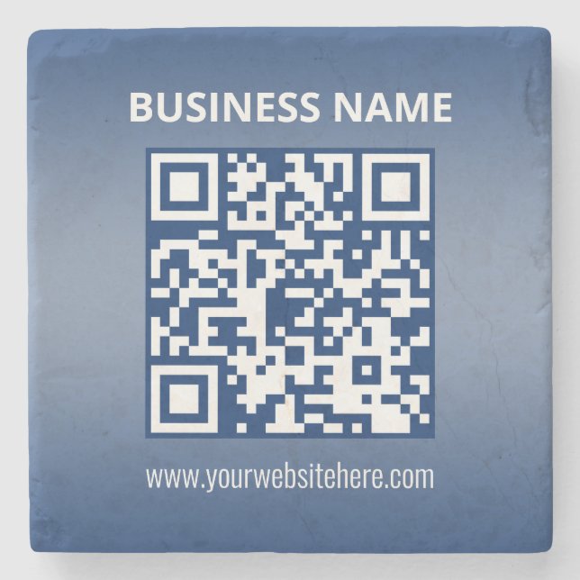 QR-Code | Blau (oder jede Farbe) Gradient Steinuntersetzer (Vorderseite)
