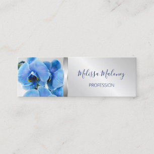 QR-Code Blau-Orchid-Silber Mini Visitenkarte