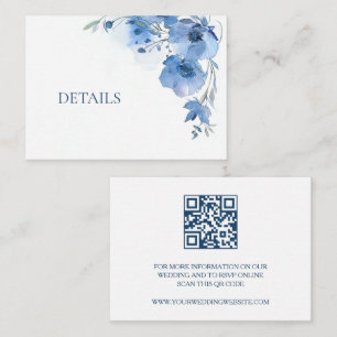 QR-Code Blaue Aquarellblume  Begleitkarte