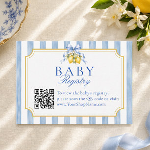 QR-Code Blaue Streifen Coastal Chic Baby-Registry Begleitkarte