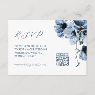 QR-Code | Blaues Floral Begleitkarte