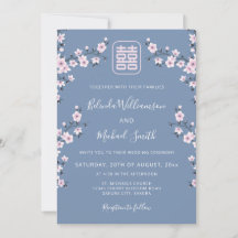 QR Code Blue Cherry Blossom | Chinesische Hochzeit