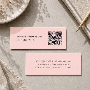 QR Code Blush Pink Feminine Girly Pastel Modern Mini Visitenkarte