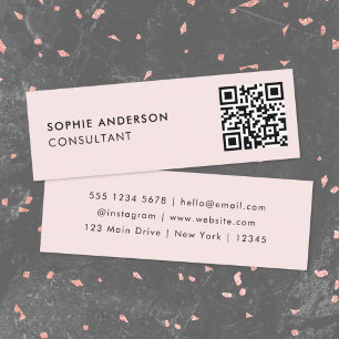 QR Code Blush Pink   Feminine Girly Pastel Modern Mini Visitenkarte