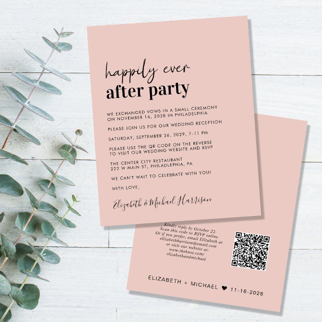 QR Code Blush Pink Hochzeitsempfehlung einladen (Von Creator hochgeladen)