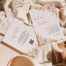 QR Code Boho Terracotta Pampas Floral Wedding