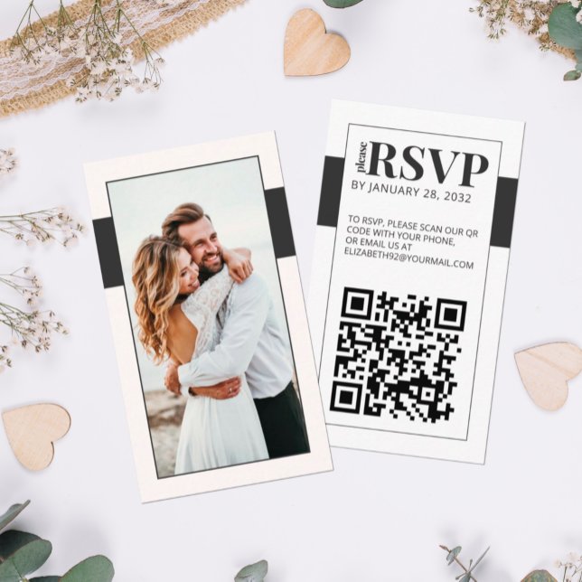 QR Code bold minimal photo online RSVP Enclosure  Begleitkarte (Von Creator hochgeladen)
