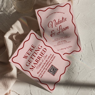 QR-Code Bold Moderne Farbige Whimsical Hochzeit Einladung