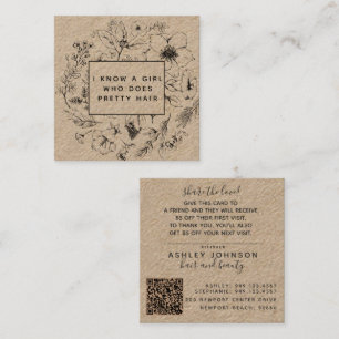 QR-Code Botanische Kraft- und Black-Referenzen-Kar Quadratische Visitenkarte