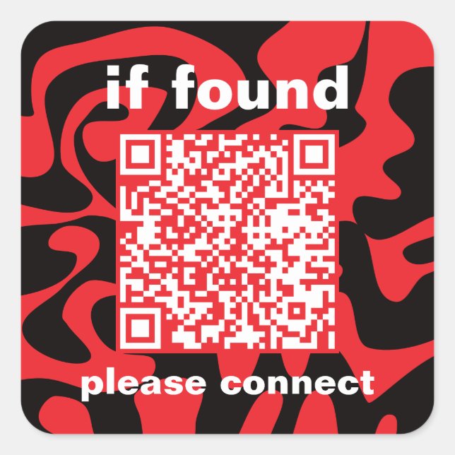 QR Code Bright Cherry Red lost found Quadratischer Aufkleber (Vorderseite)