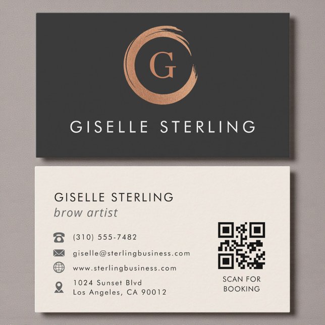 QR Code Brow Artist Modern Minimalist Visitenkarte (Von Creator hochgeladen)