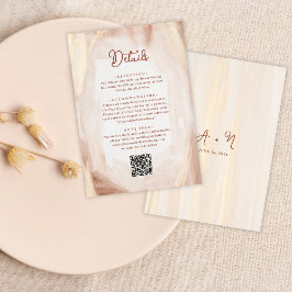 QR Code Brush Gold & Terracotta Monogram Wedding Begleitkarte
