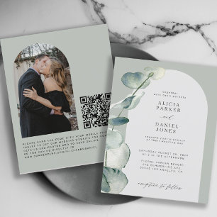 QR CODE Budget weise Arch FOTO Hochzeitseinladung